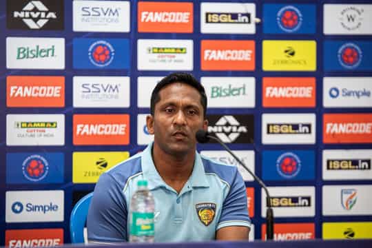 Chennaiyin FC head coach Clifford Miranda addressing the media