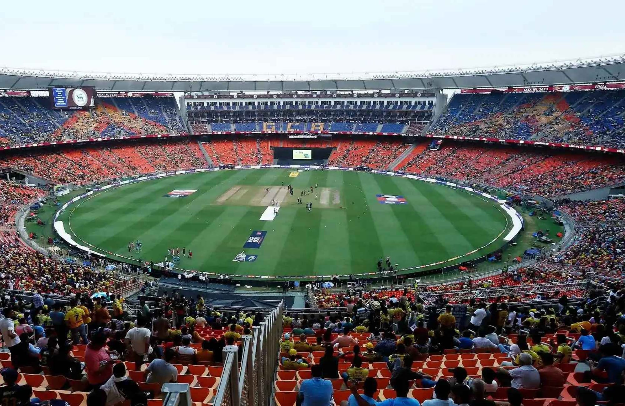 What is the highest first innings score at Narendra Modi Stadium in T20I Cricket?
