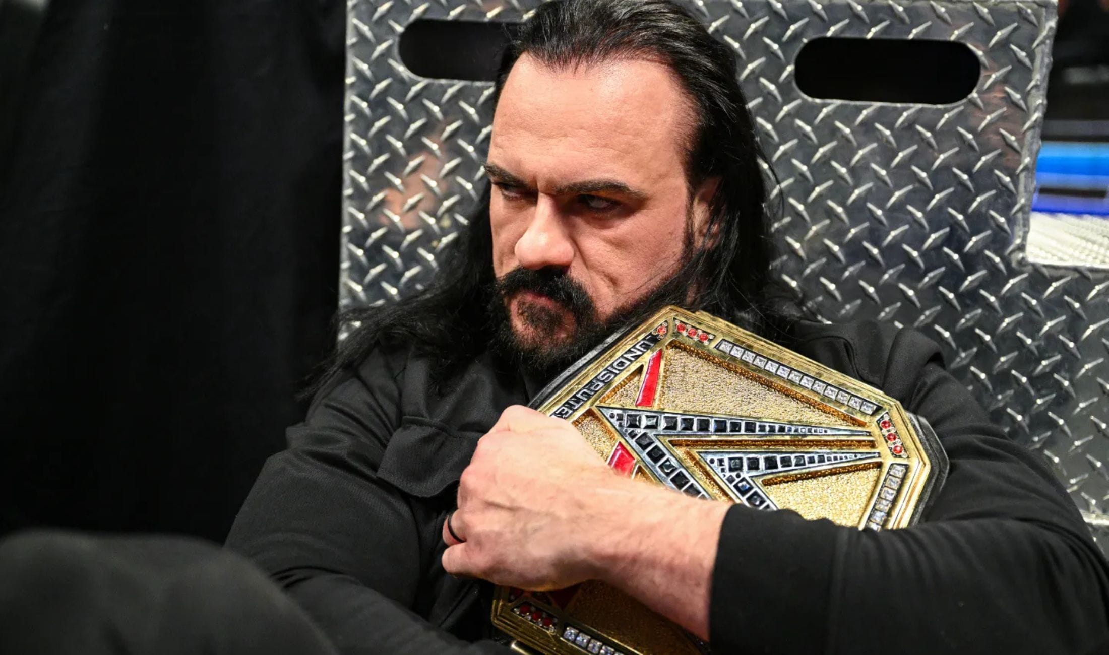 LOUISVILLE, KENTUCKY - FEBRUARY 27: Drew McIntyre looks on during SmackDown at KFC YUM! Center on February 27, 2026 in Louisville, Kentucky. (Photo by Mike Marques/WWE via Getty Images)