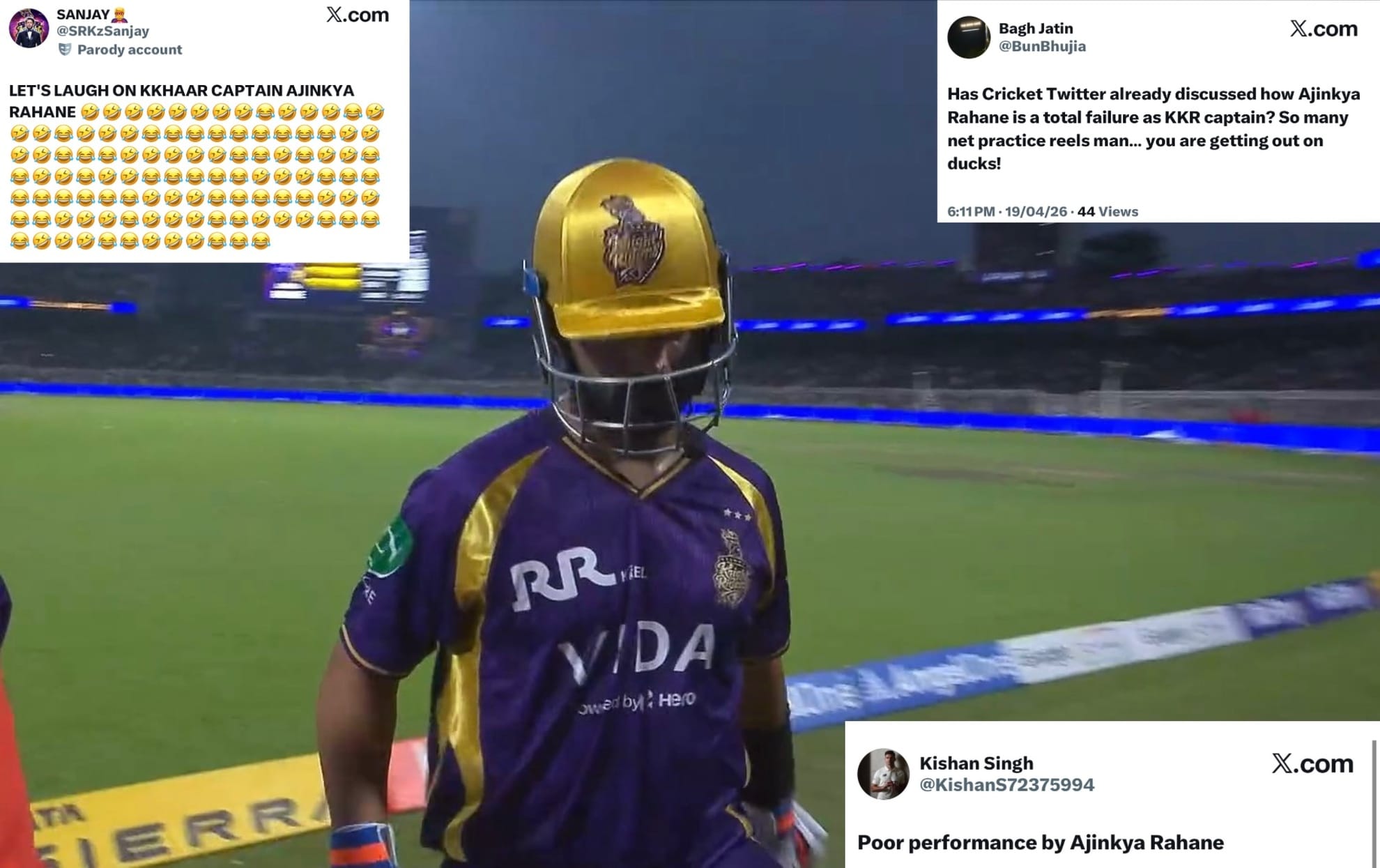 Ajinkya Rahane called 'SELFISH" by fans after his duck in KKR vs RR clash of IPL 2026