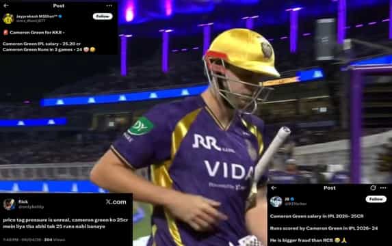 KKR vs PBKS: Cameron Green called biggest scammer by fans after another failure in IPL 2026