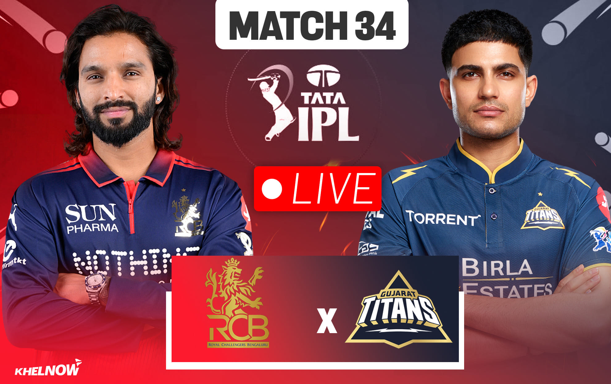 RCB vs GT Live streaming details, when & how to watch Match 34 of IPL 2026