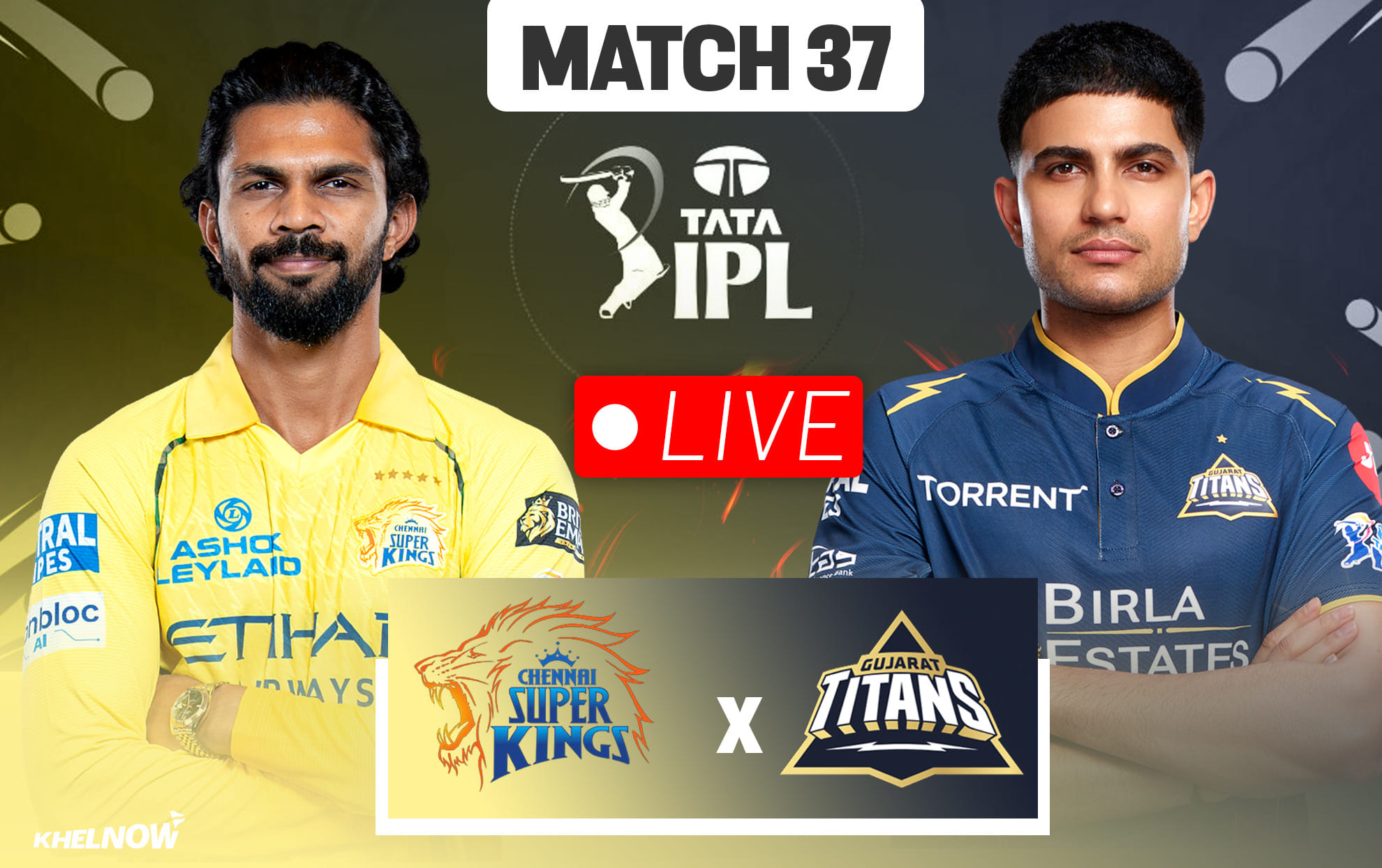 CSK vs GT Live streaming details, when & how to watch match 37 of IPL 2026?