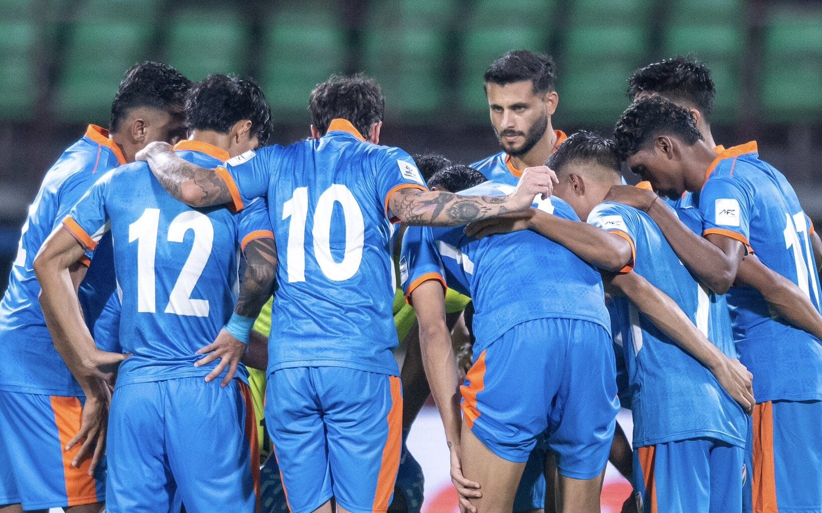 Indian Football players ahead of kick-off against Hong Kong