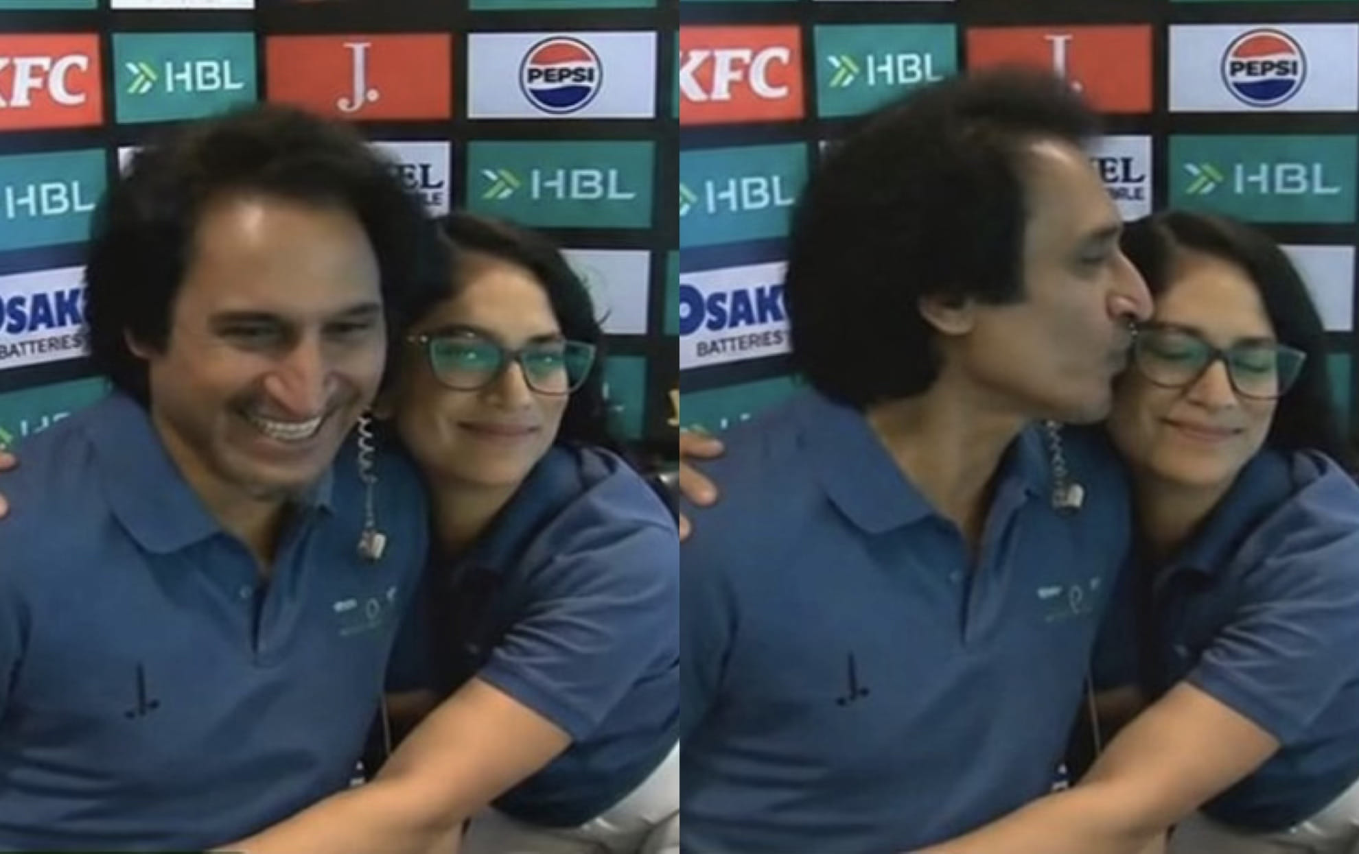 Ramiz Raja seen kissing female commentator during PSL 2026 game