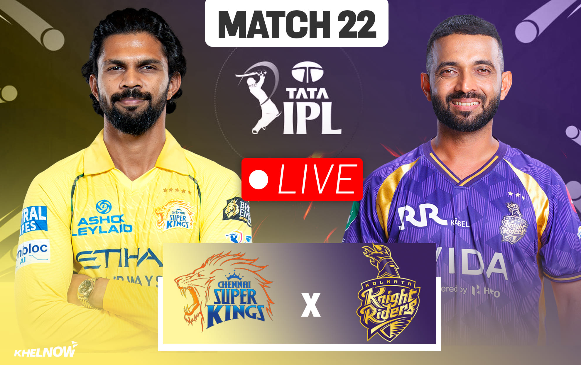 CSK vs KKR Live streaming details, when & how to watch Match 22 of IPL 2026