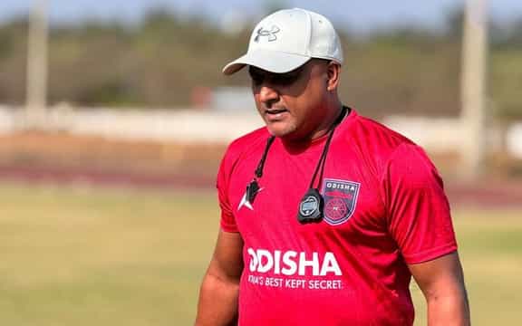Odisha FC head coach TG Purushothaman in training