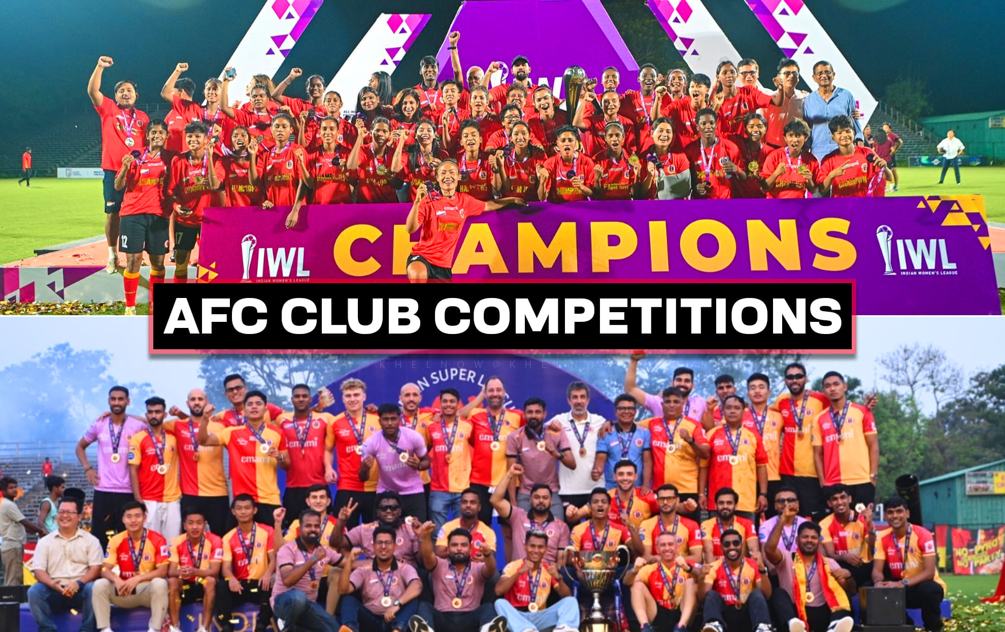 Which clubs have had both men’s and women’s teams qualify in AFC club competitions in same season?