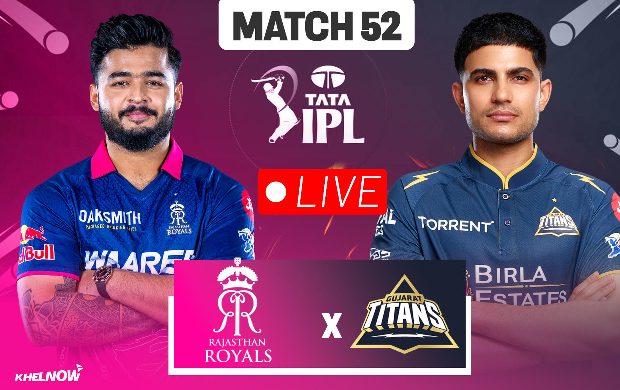RR vs GT Live streaming details, when & how to watch Match 52 of IPL 2026