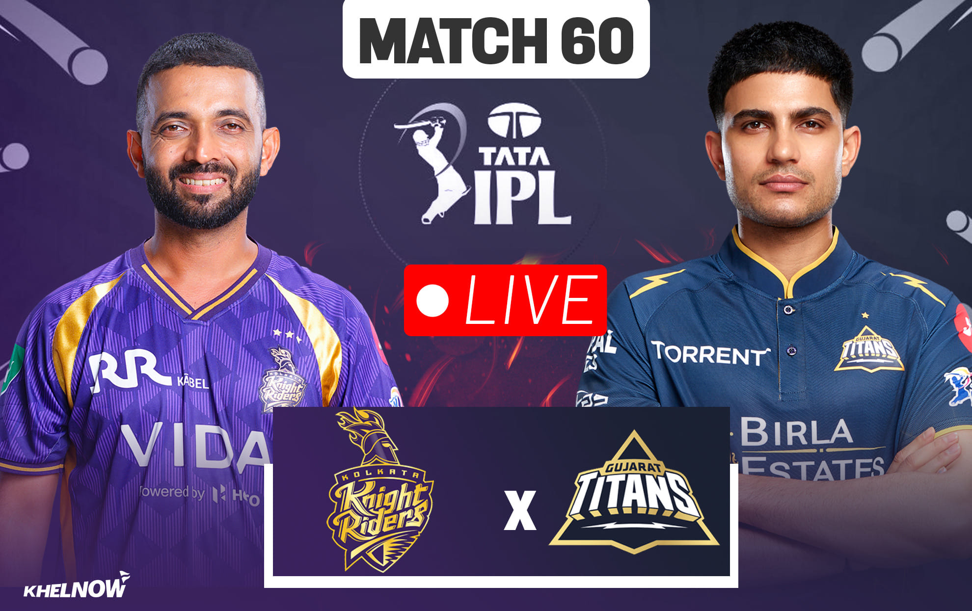 KKR vs GT Live streaming details, when & how to watch Match 60 of IPL 2026