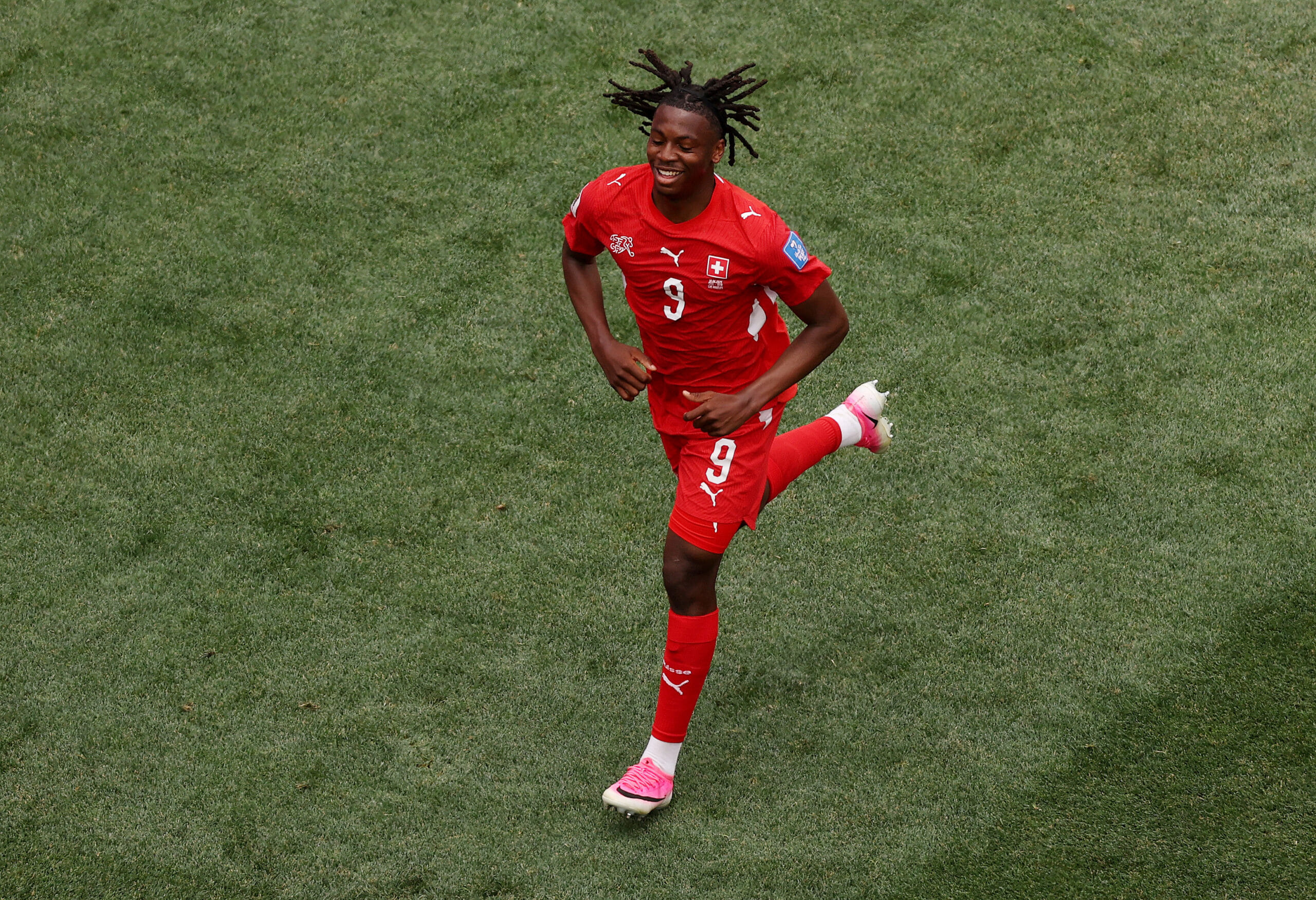Johan Manzambi #9 of Switzerland FIFA World Cup 2026