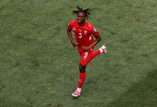 Johan Manzambi #9 of Switzerland FIFA World Cup 2026
