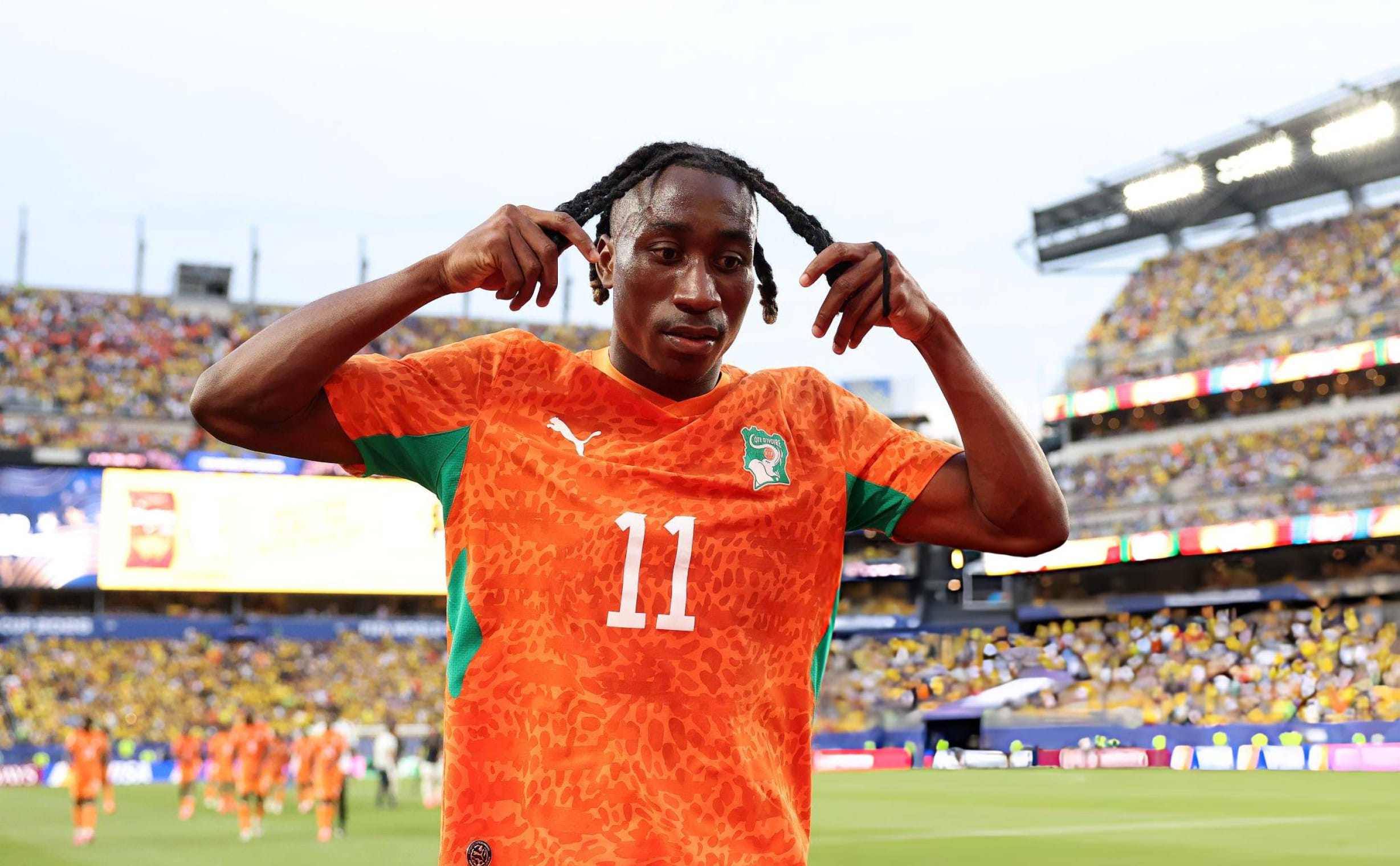 Yan Diomande #11 of Ivory Coast FIFA World Cup 2026