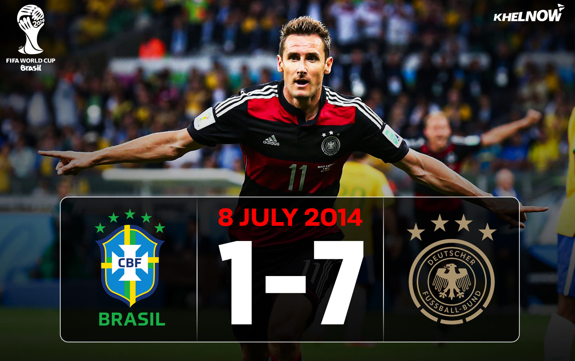On this day in 2014 - Germany beat Brazil 7-1 in FIFA World Cup semi-final