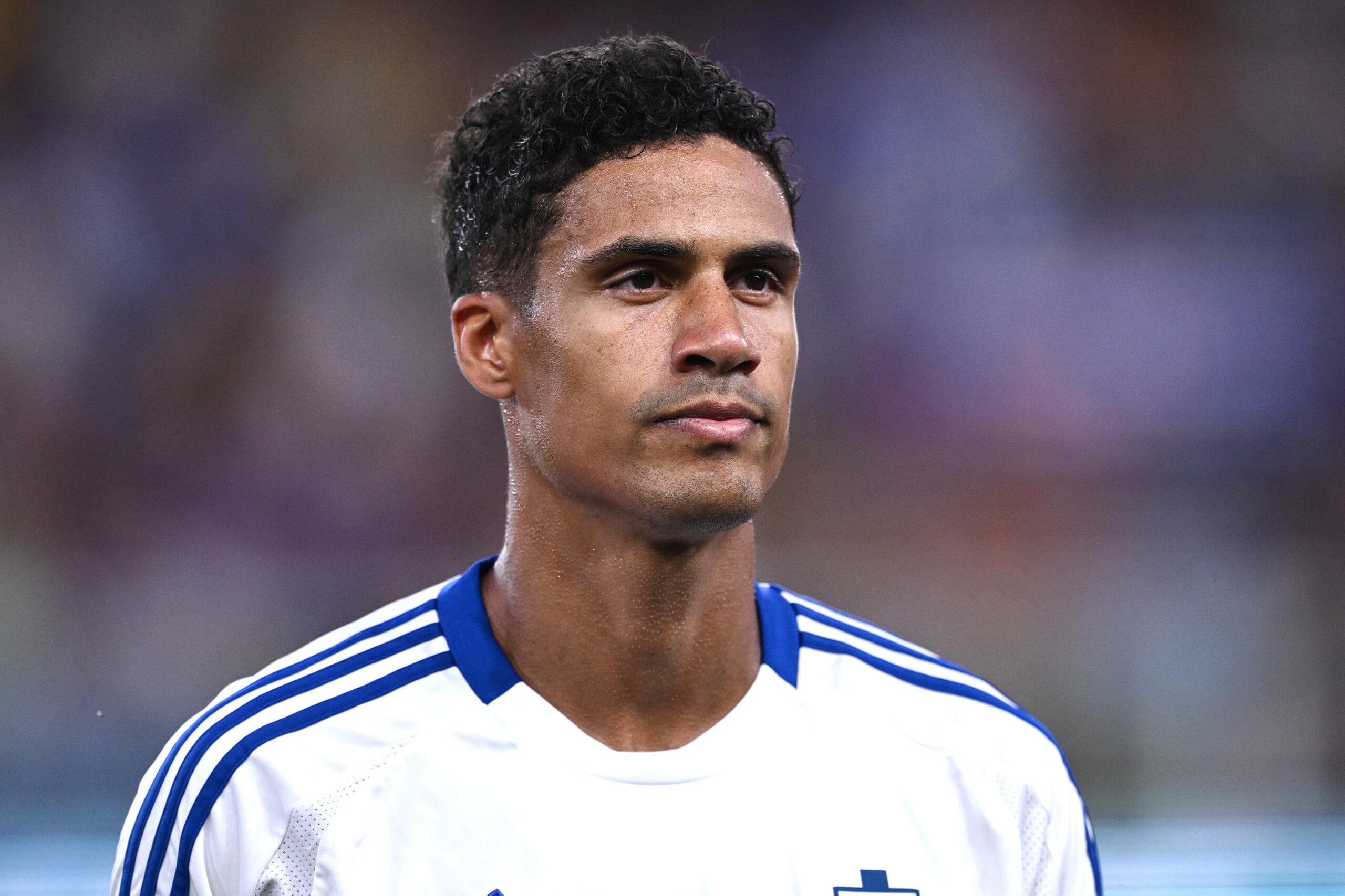GENOA, ITALY - AUGUST 11: Raphael Varane of Como looks during the Coppa Italia match between Sampdoria v Como at Stadio Luigi Ferraris on August 11, 2024 in Genoa, Italy. (Photo by Image Photo Agency/Getty Images)