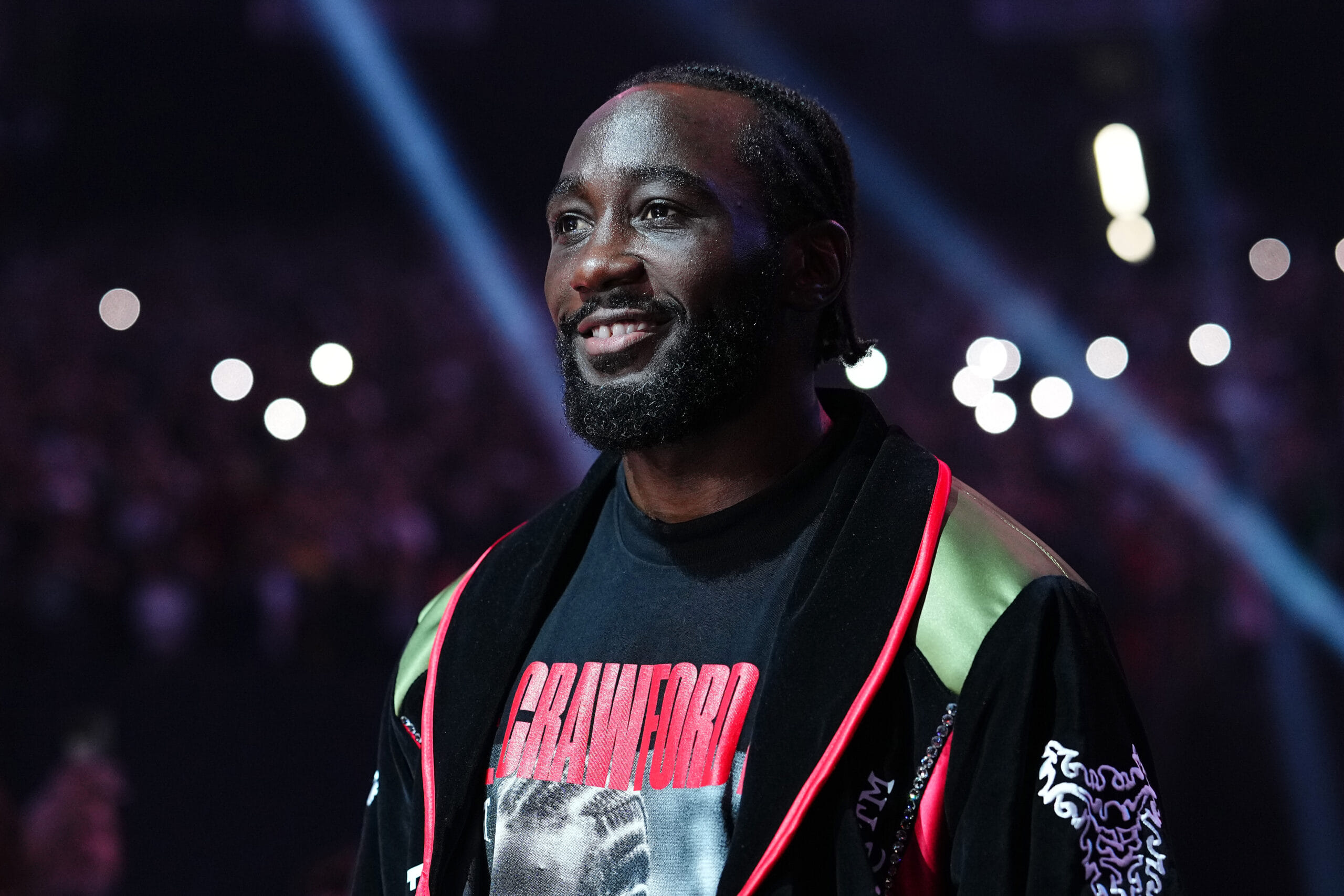 LAS VEGAS, NEVADA - SEPTEMBER 13: Terence Crawford walks to the ring prior to the Undisputed & Ring Magazine Super Middleweight Championship against Canelo Alvarez (not pictured) at Allegiant Stadium on September 13, 2025 in Las Vegas, Nevada. (Photo by Chris Unger/TKO Worldwide LLC via Getty Images) WWE Saturday Night's Main Event July 2026
