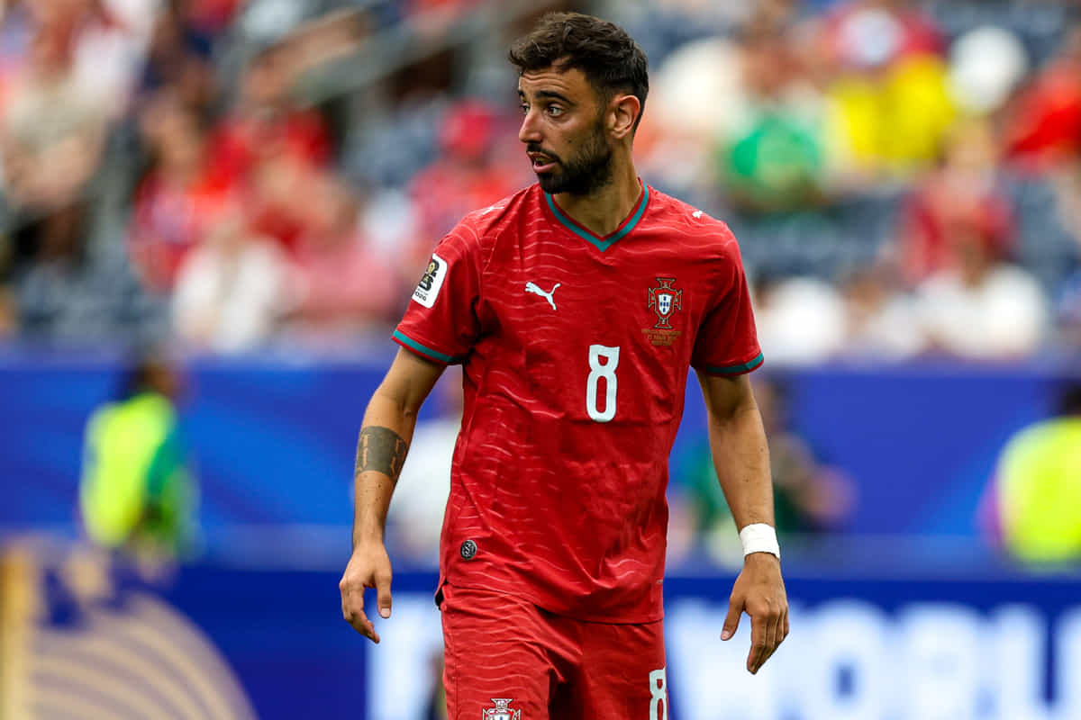 Houston, United States - June 23: Portugal's Bruno Fernandes in action during the FIFA World Cup 2026 Group K match between Portugal and Uzbekistan at Houston Stadium on June 23, 2026 in Houston, United States. (Photo by Torbjorn Tande/DeFodi Images/DeFodi via Getty Images)