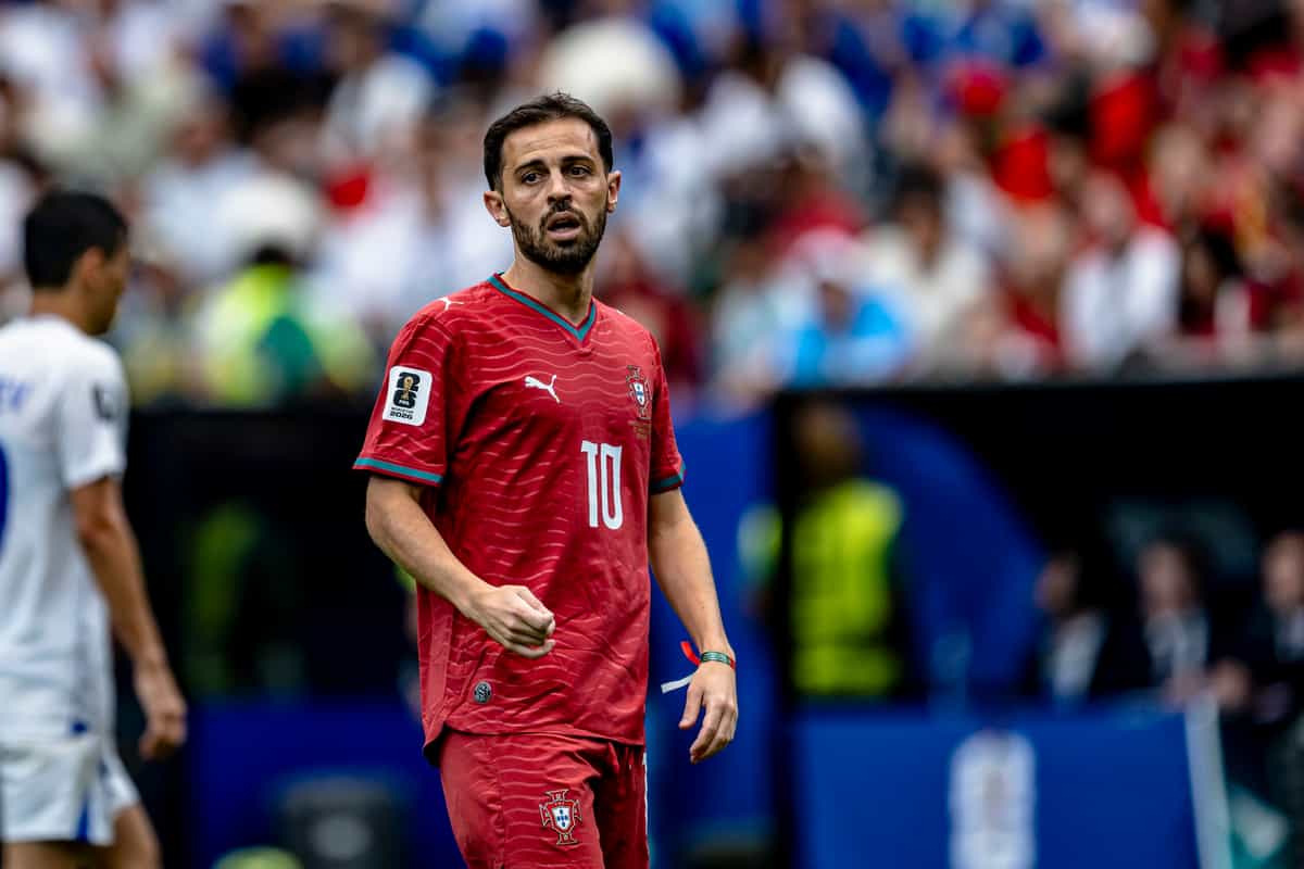 Bernardo Silva of Portugal during the 2026 World Cup at NRG Stadium in Houston, United States, on June 23, 2026. (Photo by Stefan Koops/EYE4IMAGES/NurPhoto via Getty Images)