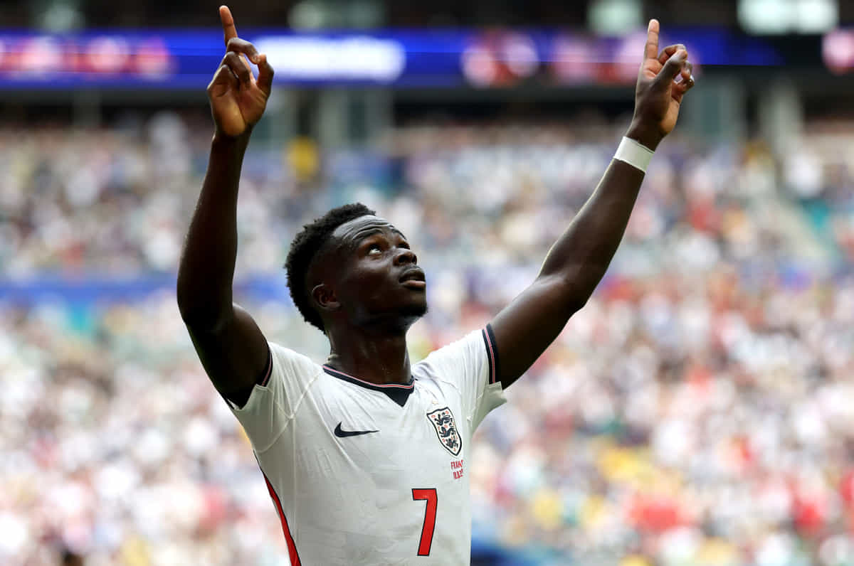MIAMI GARDENS, FLORIDA - JULY 18: Bukayo Saka #7 of England scores his team's fourth goal during the FIFA World Cup 2026 Bronze Final between France and England at Miami Stadium on July 18, 2026 in Miami Gardens, Florida. (Photo by Eddie Keogh - The FA/The FA via Getty Images)
