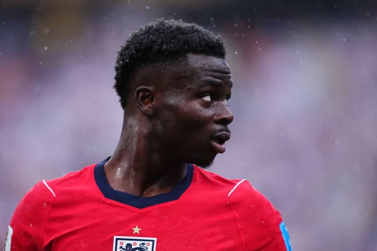 NEW JERSEY, USA - JUNE 27: Bukayo Saka of England looks on during the 2026 FIFA World Cup First Stage Group L match between Panama and England at New Jersey Stadium (MetLife Stadium) in East Rutherford, New Jersey, USA, on June 27, 2026. (Photo by Jose Hernandez/Anadolu via Getty Images)