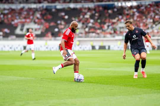HELSINKI, FINLAND - JULY 18: Bryan Mbeumo of Manchester United in action during the pre-season friendly match between Manchester United and AFC Wrexham at Helsingin Olympiastadion on July 18, 2026 in Helsinki, Finland. (Photo by Ash Donelon/Manchester United via Getty Images)