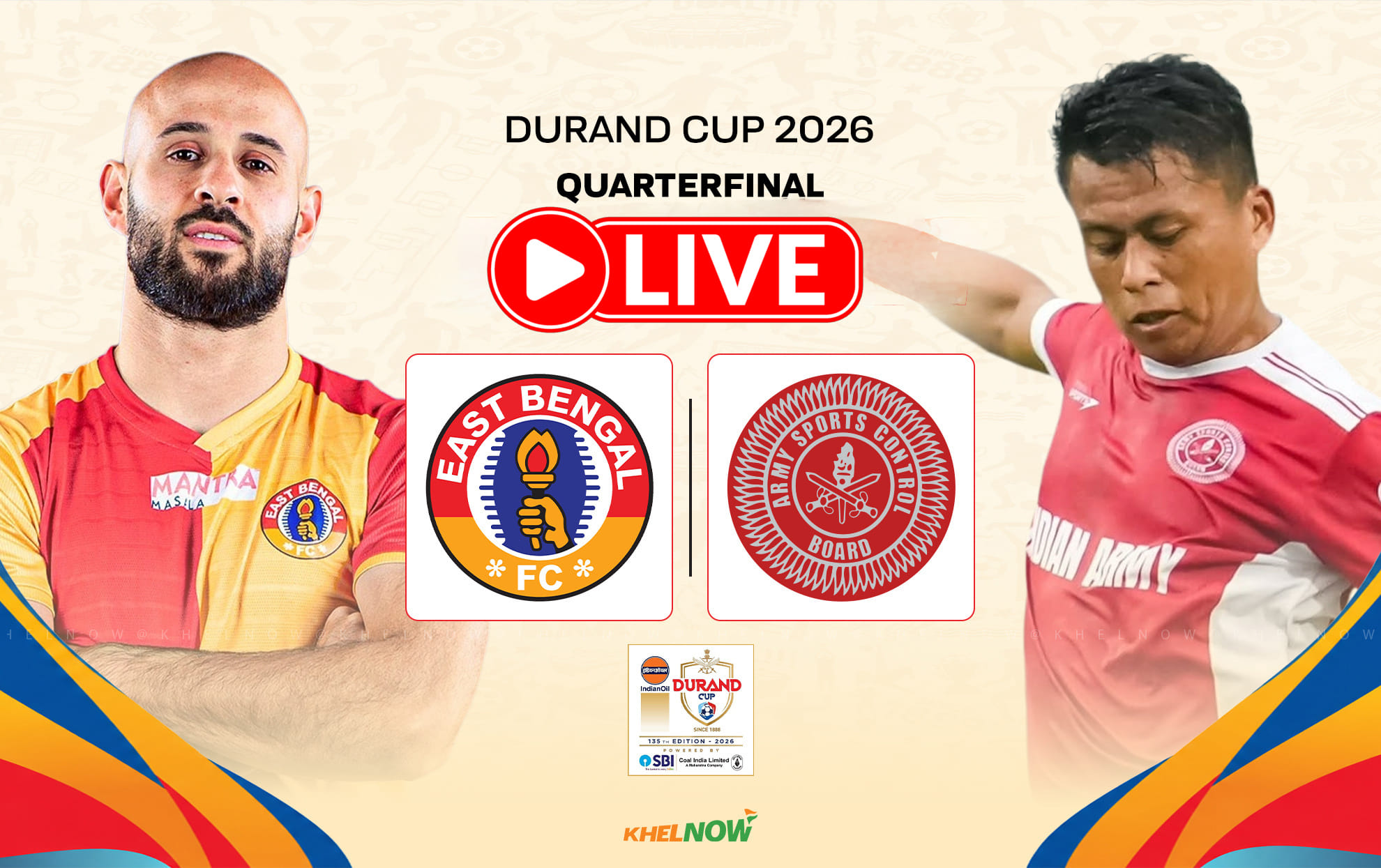Indian Army FT vs East Bengal FC Live - Follow Durand Cup 2026 Quarterfinal Live