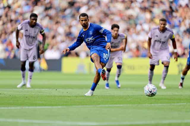 EDINBURGH, SCOTLAND - AUGUST 12: Everton's Iliman Ndiaye scores a penalty to make it 2-0 during a pre-season friendly between Newcastle United and Everton at Scottish Gas Murrayfield, on August 12, 2026, in Edinburgh, Scotland. (Photo by Mark Scates/SNS Group via Getty Images)