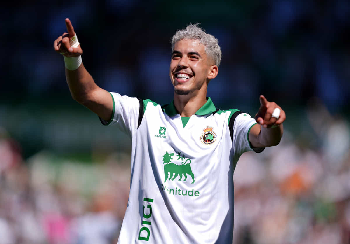 SANTANDER, SPAIN - SEPTEMBER 12: Yassir Zabiri of Real Racing Club celebrates scoring his team’s second goal during the LaLiga EA Sports 2026/27 match between Real Racing Club de Santander and Deportivo Alaves at on September 12, 2026 in Santander, Spain. (Photo by Juan Manuel Serrano Arce/Getty Images)