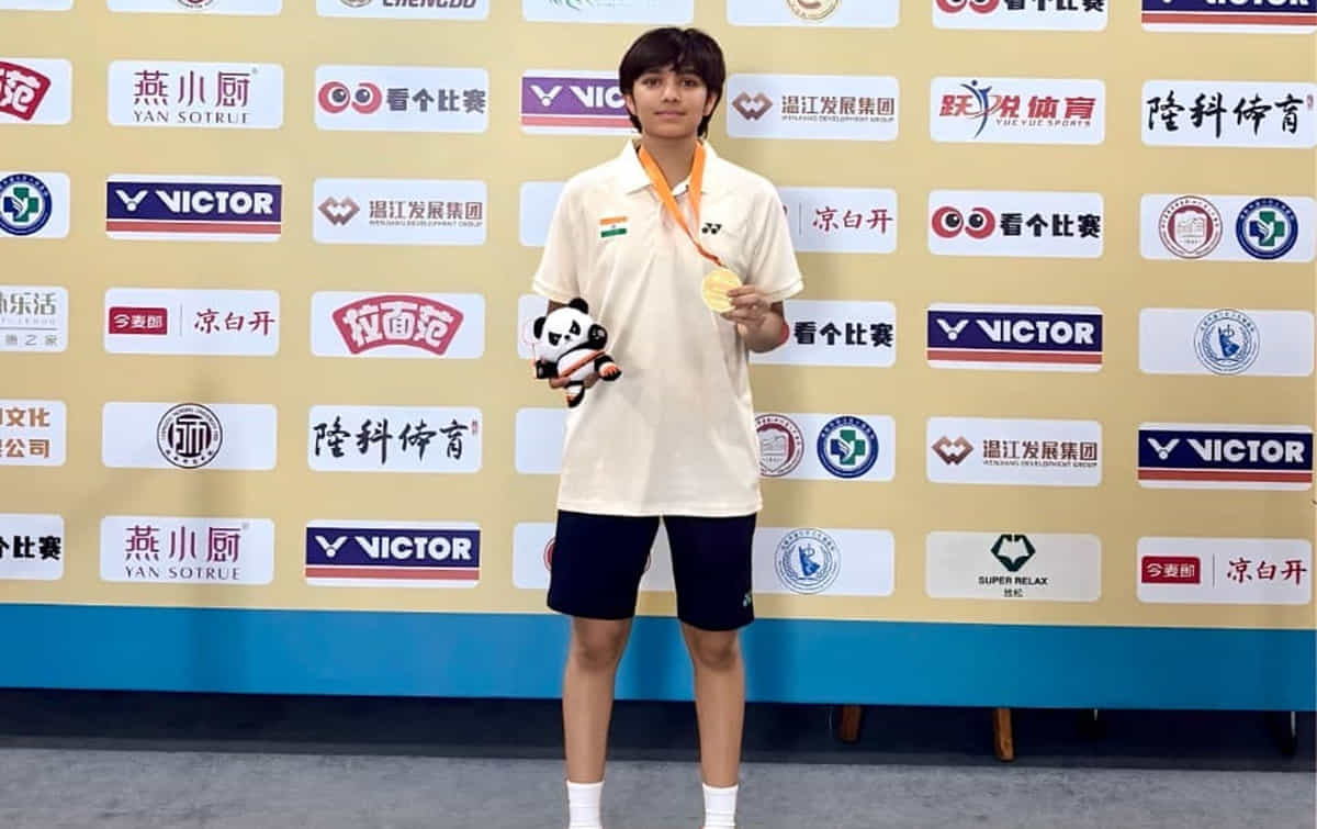 Tanvi Patri after winning U17 title at the Badminton Asia Junior Championships