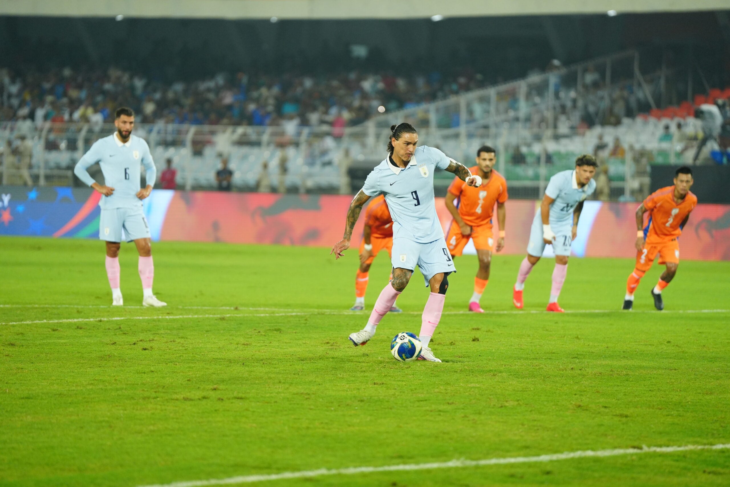 Why is India vs Uruguay international friendly stopped in first half?