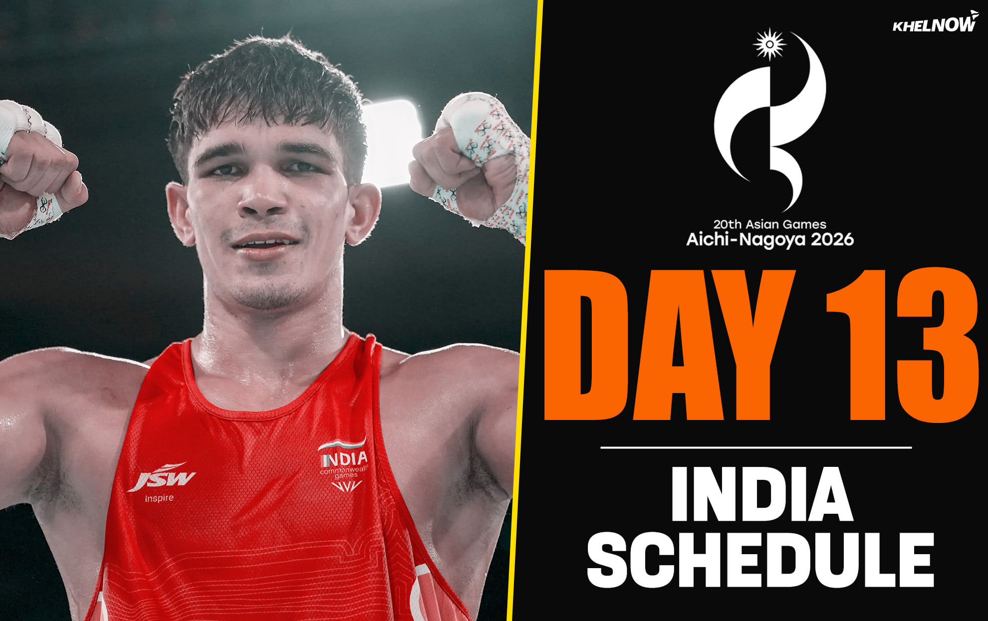 Asian Games 2026: India's updated schedule for Day 13 (October 2)