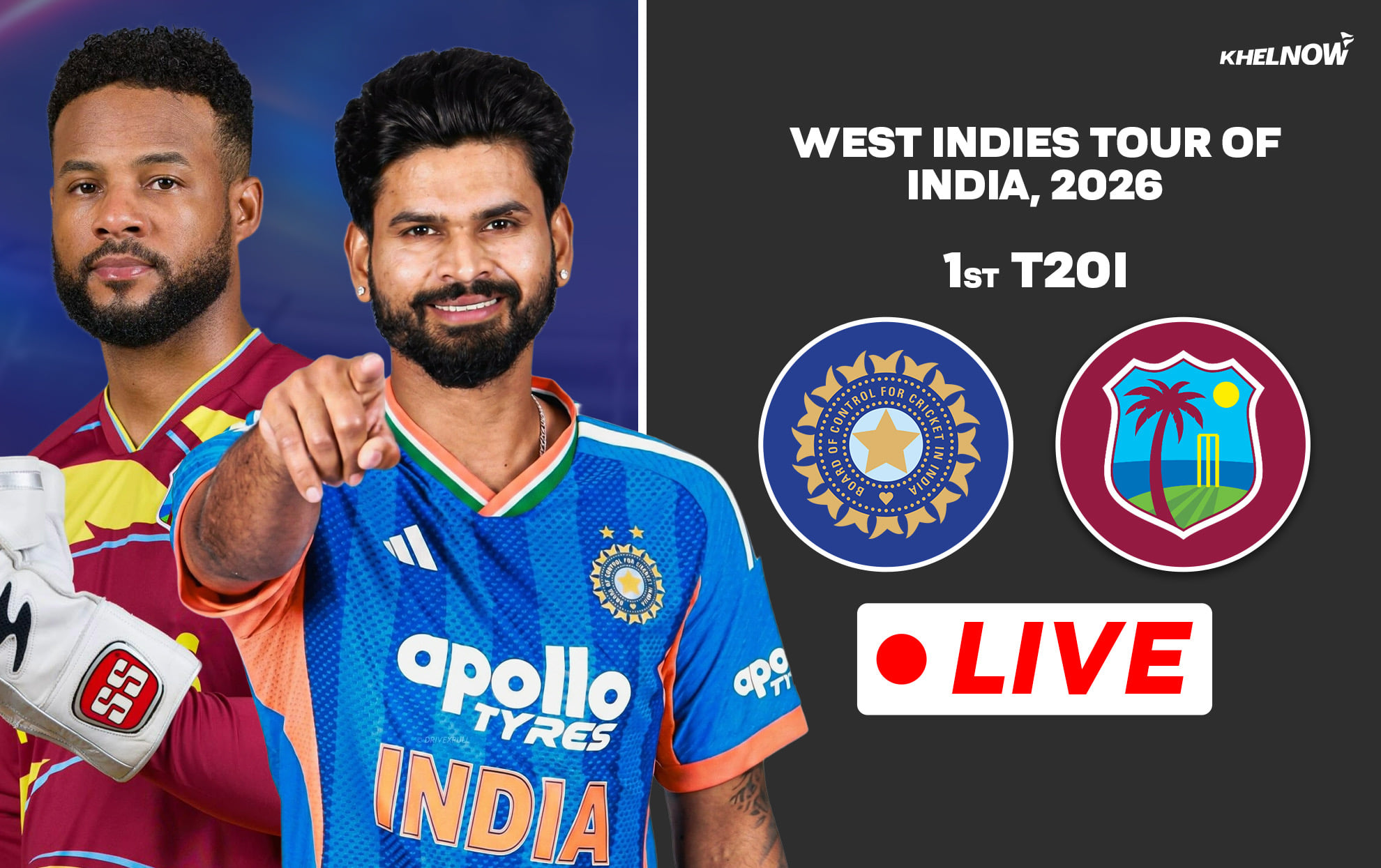 IND vs WI 1st T20I Live - Toss Result, Confirmed Playing 11 & Pre Match Updates