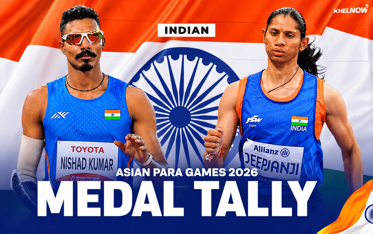 Asian Para Games 2026: India’s medal tally after Day 2, 20th October