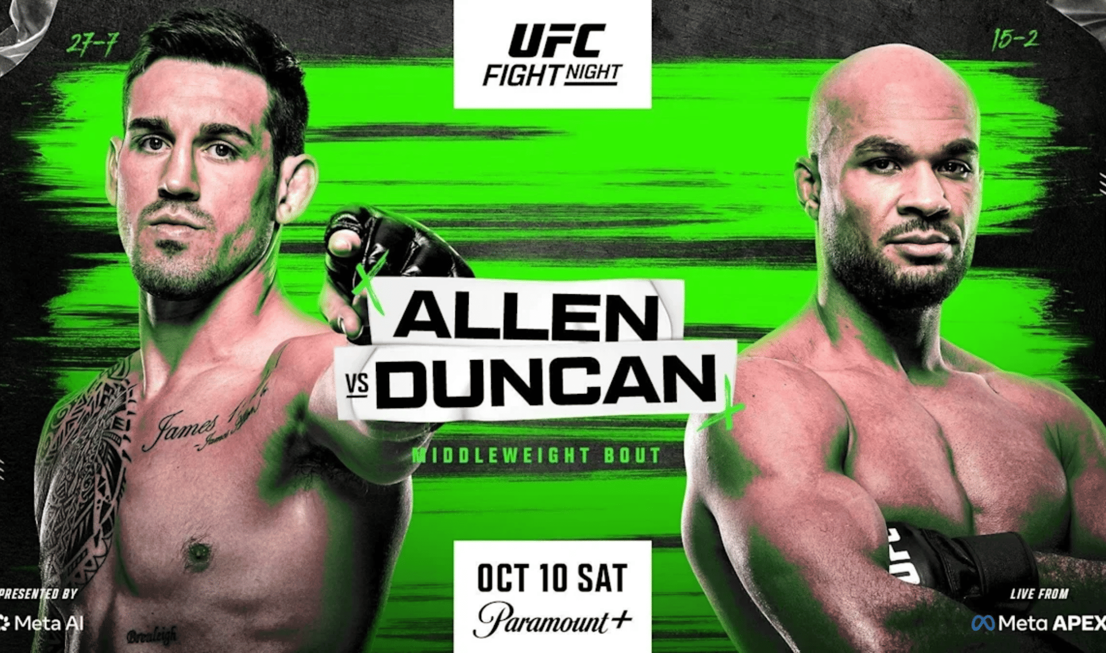 Latest betting odds for UFC Fight Night - Allen vs Duncan