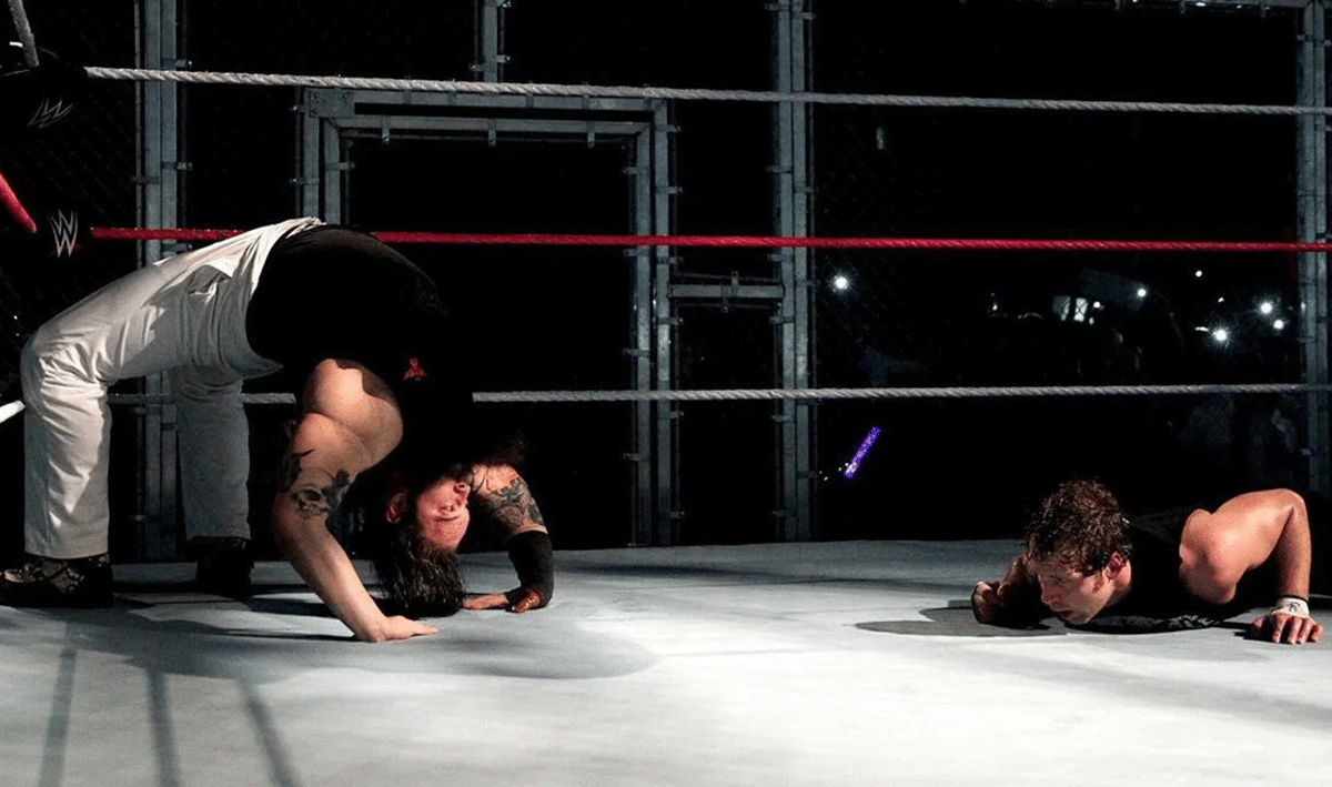 WWE Hell in a Cell 2014 - Bray Wyatt attacks Dean Ambrose
