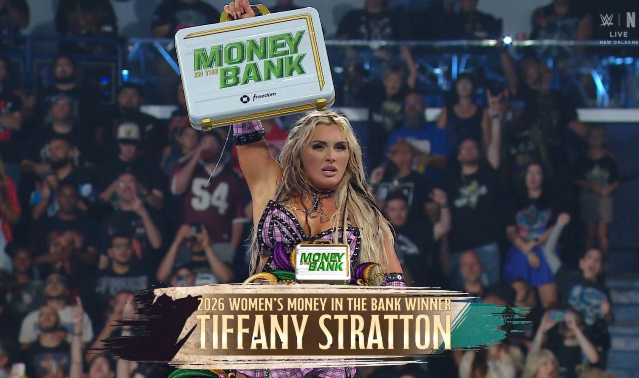 Tiffany Stratton wins WWE Money in the Bank ladder match for a second time