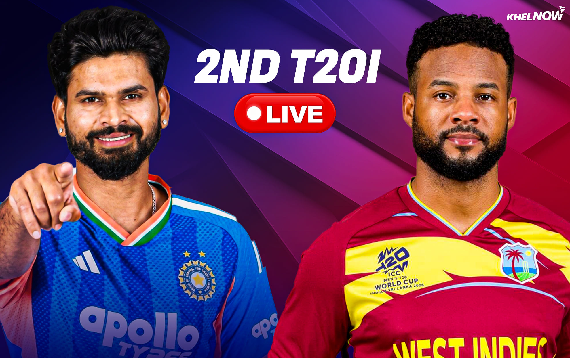 IND vs WI 2nd T20I LIVE - Toss Result, Confirmed Playing 11s & Pre Match Updates